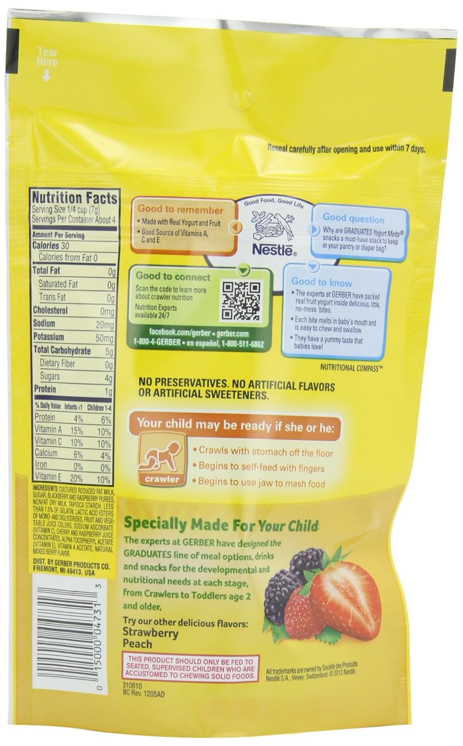 Gerber Graduates Yogurt Melts, Mixed Berry, 1 Ounce (Pack