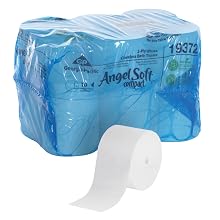 Angel Soft ps 193-72 Compact 4.05" Length, 3.85" Width, 5.75" Roll Diameter Coreless High Capacity 2-Ply Premium Bathroom Tissue (Roll of 18)