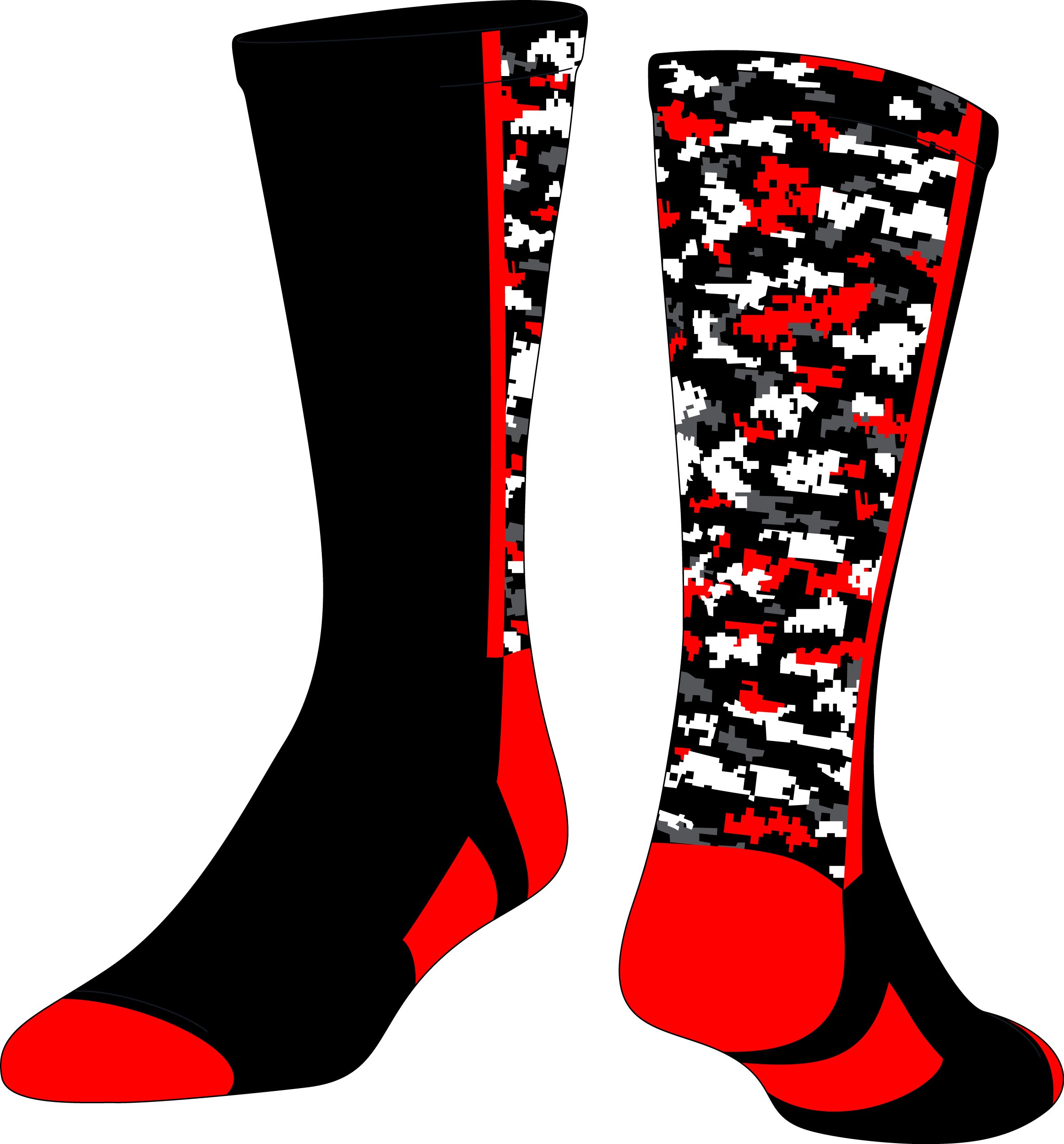 TCK Digital Camo Crew Socks, Black/Red, Medium eBay