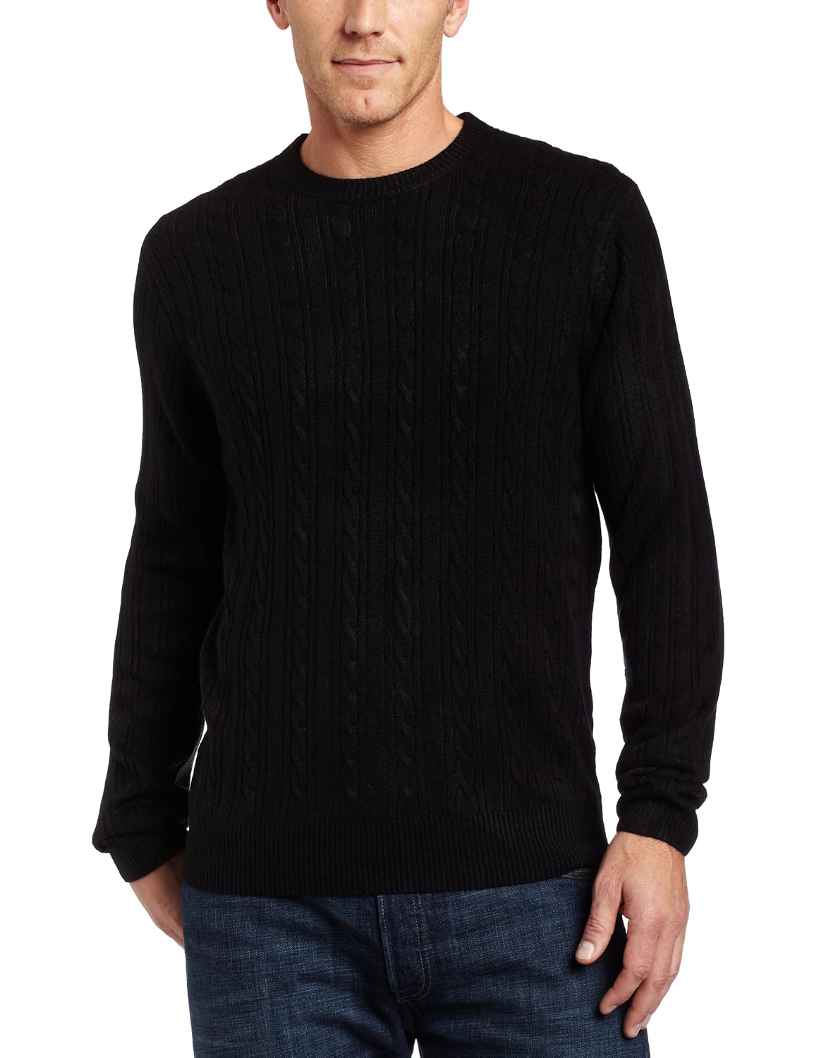 Geoffrey Beene Mens Soft Acrylic Crew Sweater, Black, XX-Large