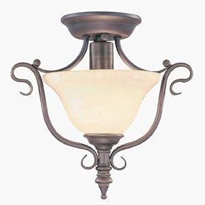 Coronado - 1 Light Semi Flush Mount Ceiling Lighting Fixture - Imperial Bronze - Vintage... by Livex Lighting