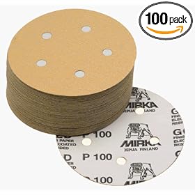 Mirka 23-321-100 5 5-Hole 100 Grit Dustless Adhesive Sanding Discs - 100 Pack by Mirka