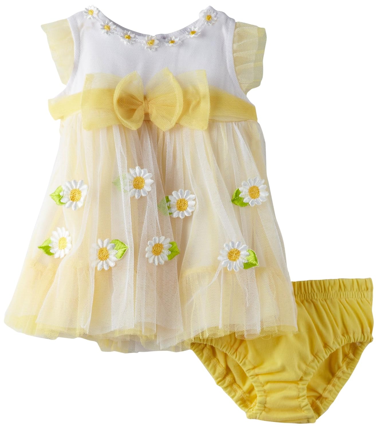 Yellow Daisy Flower Bow Dress