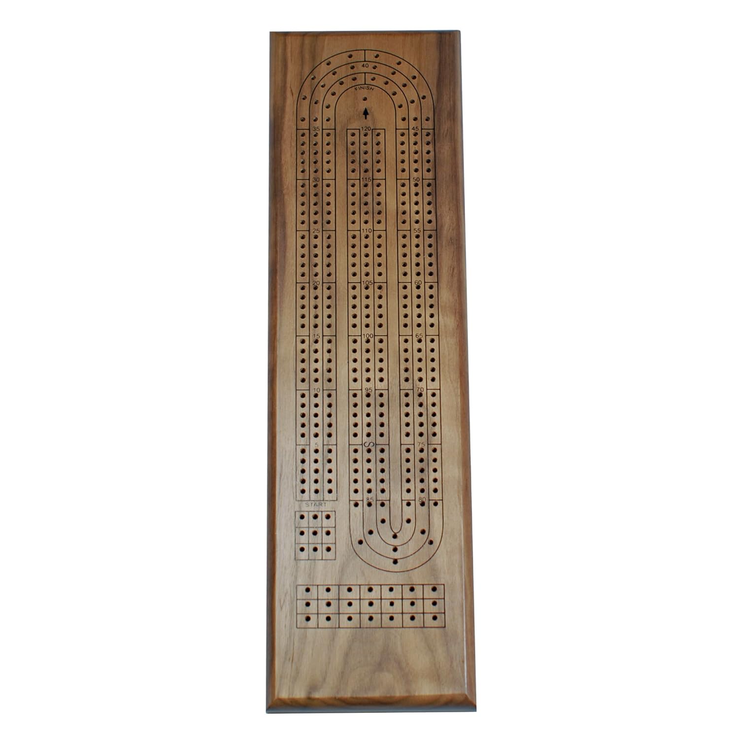 Classic Cribbage Set Solid Walnut Wood Continuous 3 Track Board with
