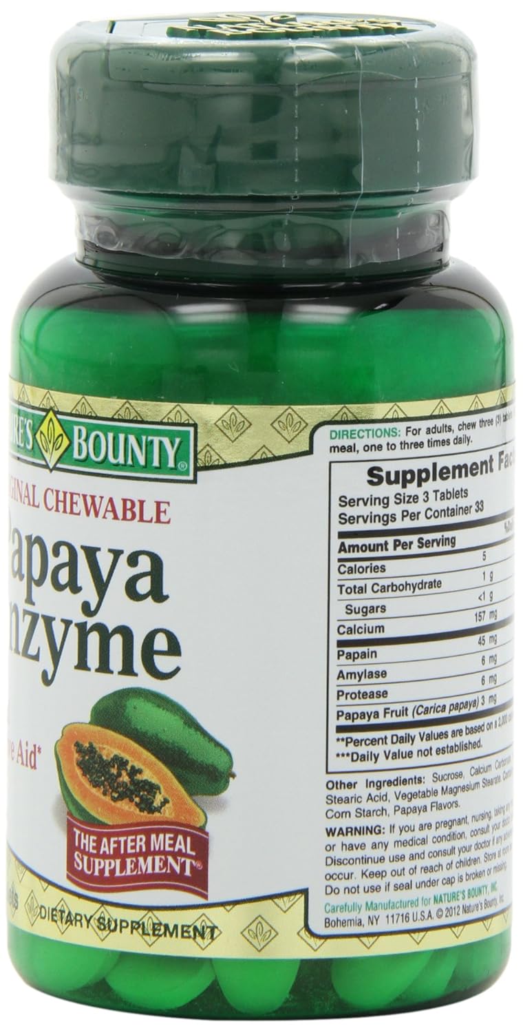 Купить Nature's Bounty Original Papaya Enzyme, 100 Tablets (Pack of 6
