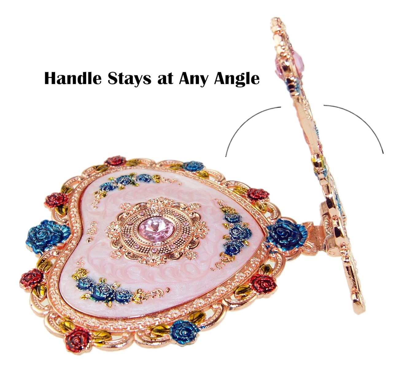 Ivenf Heart Shape Royal Vintage Princess Mirror, HandPainted Metal