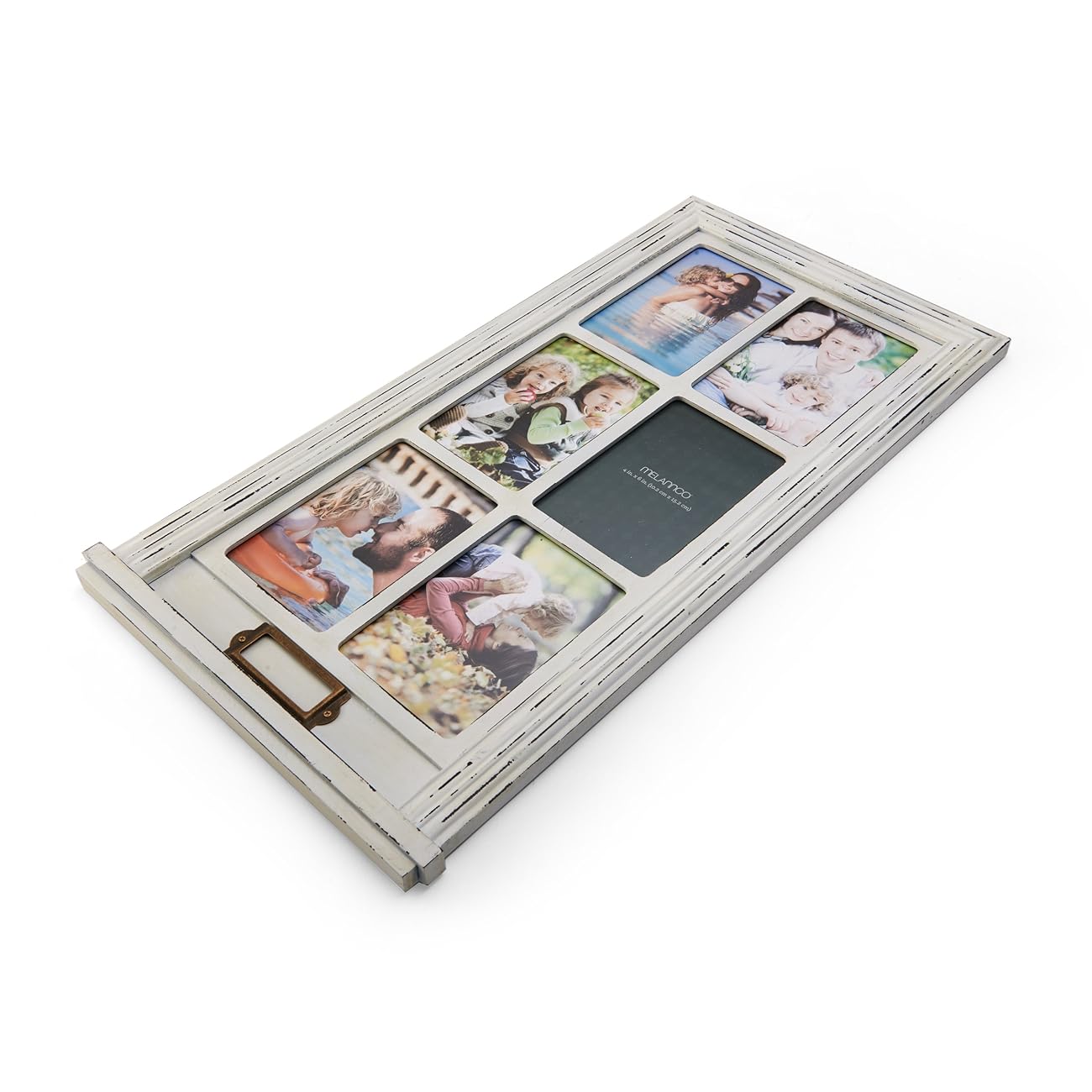 Melannco 6Opening Distressed Window Collage (White, 11.3x0.75x21.85Inch)