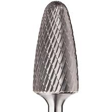 PFERD Tree Carbide Bur, Uncoated (Bright) Finish, Double Cut, Radius End