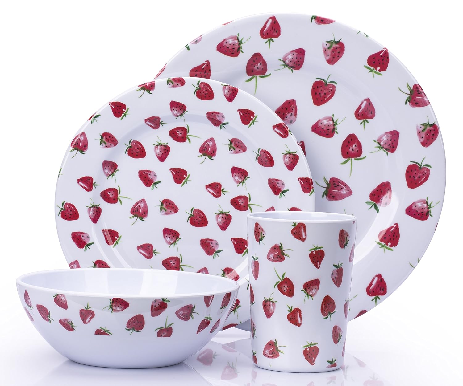 Dinnerware 16 Piece Dinner Set Picnic Plates Bowls Mugs Melamine