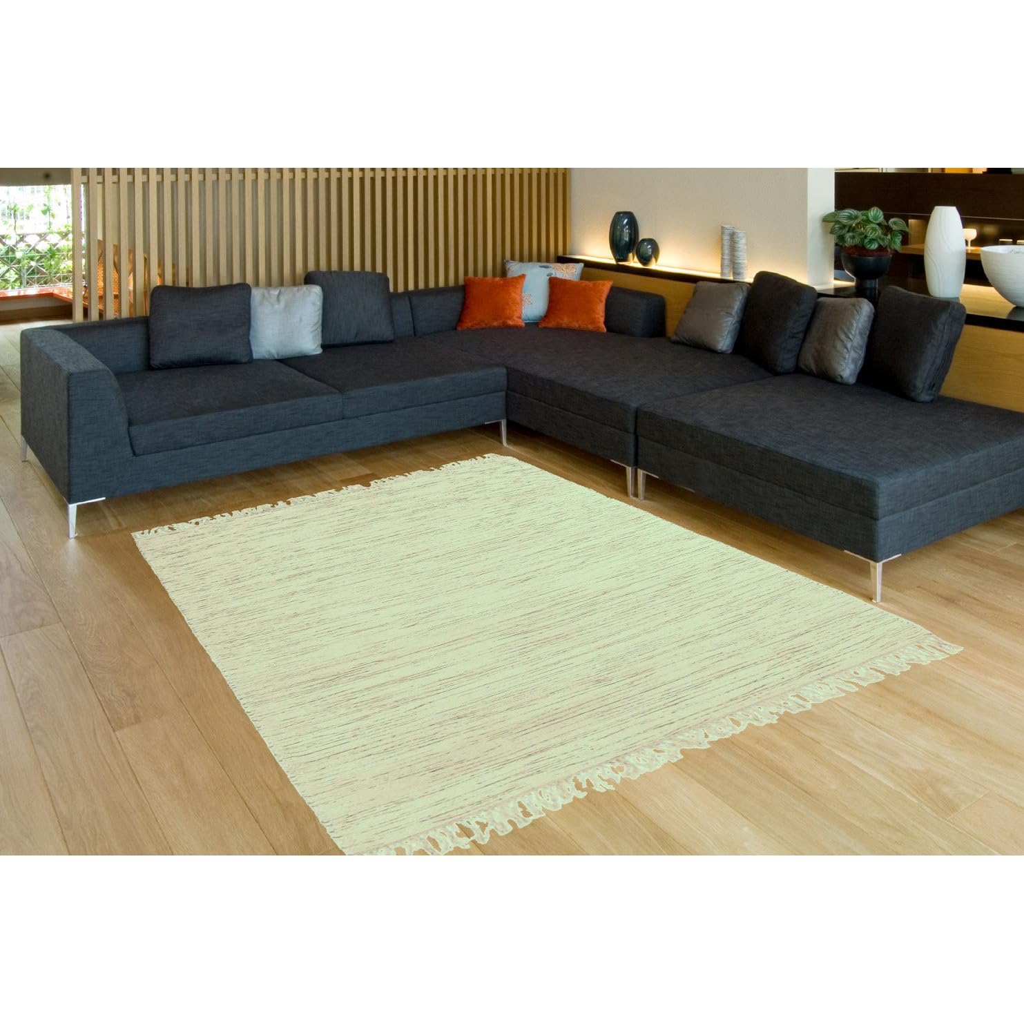 洗えます! シンプルな生成り色 敷く场所を选ば