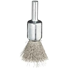Weiler Wire End Brush, Solid End, Round Shank, Stainless Steel 302, Crimped Wire