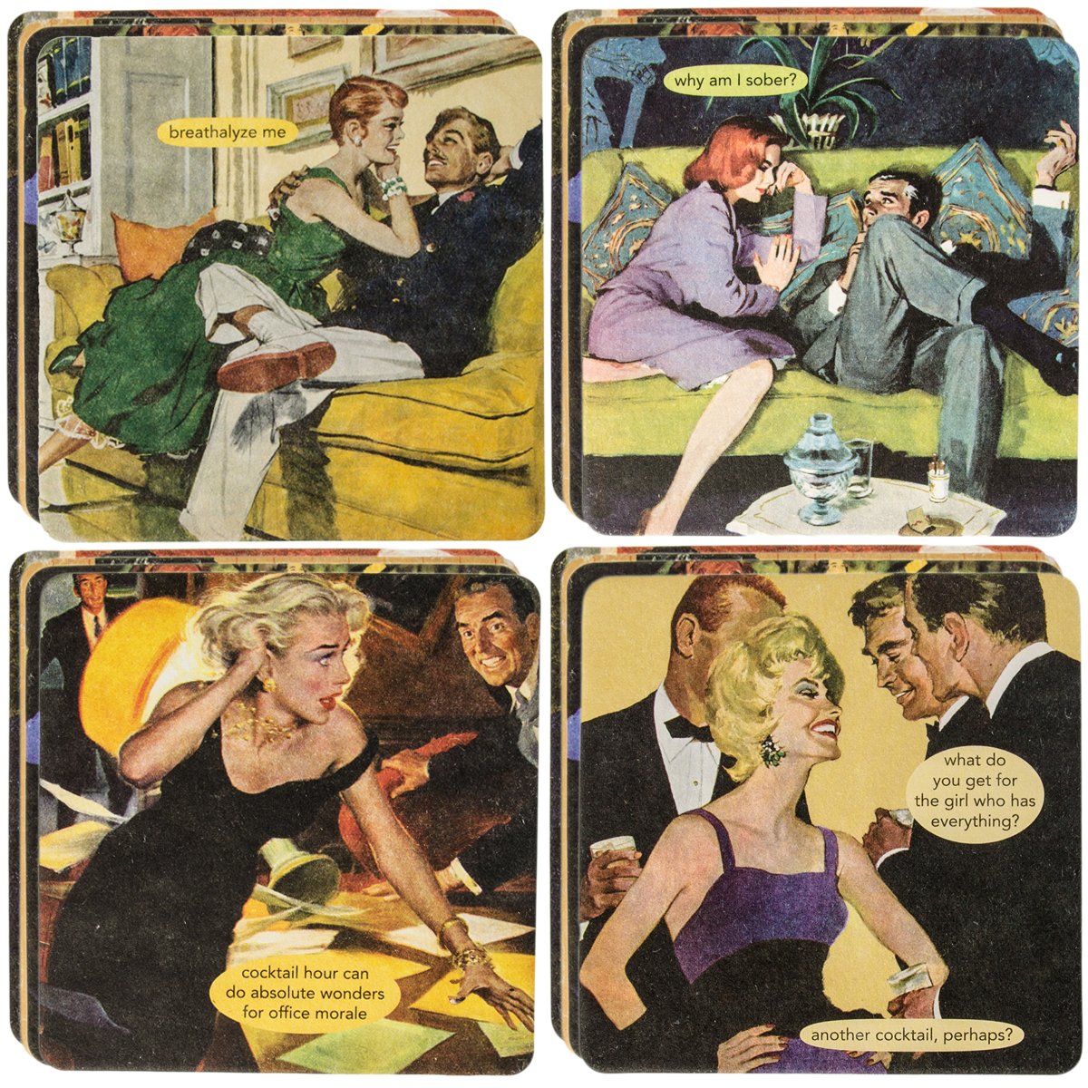 Anne Taintor 18pc Drink Coasters Set For Drinks Glasses Funny Unique Quotes & Photos