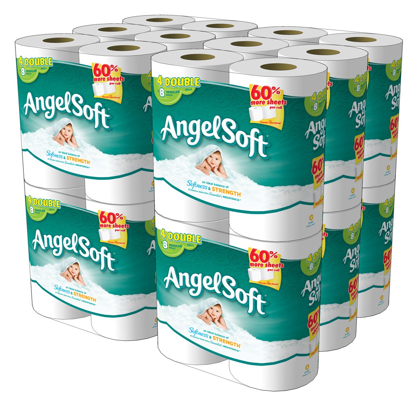 Angel Soft, Double Rolls, [4 Rolls*12 Pack] = 48 Total Count ,$22.63