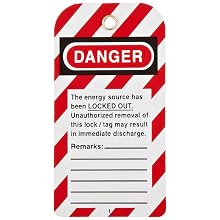North Safety "Danger Equipment Lockout - Locked Out Do Not Operate" Styrene Tag with Reverse Side Dismissal Warning, 5-3/4" Length, 3" Width