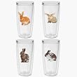 Rabbits 16 oz Insulated Beverage Tumblers Set, Clear (4 designs)