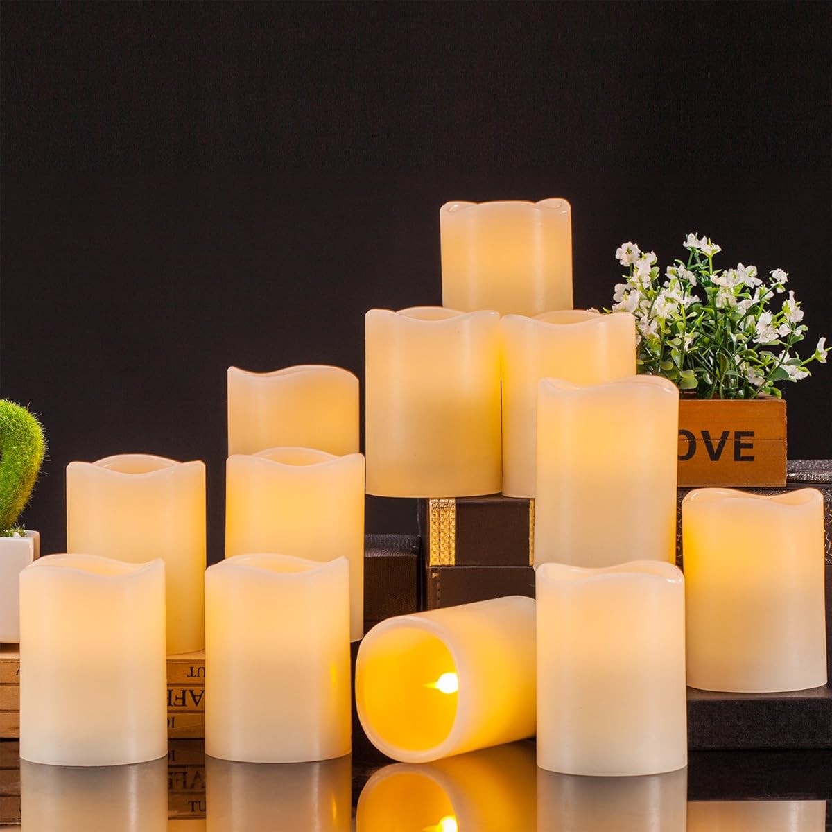 Enpornk Flameless Candles Battery Operated LED Pillar Real Wax