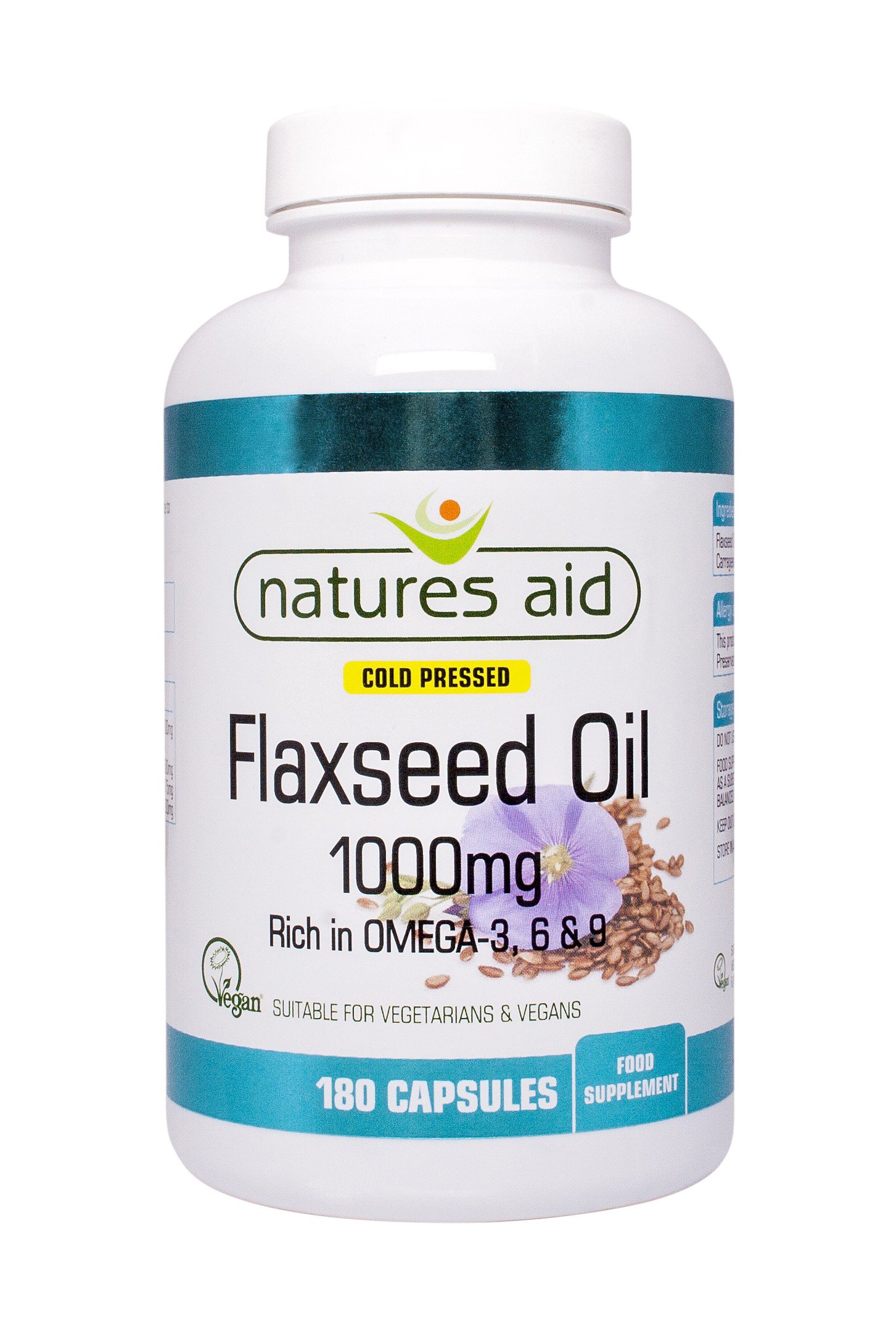 Natures Aid Vegetarian Flaxseed Oil (Cold Pressed) 1000mg (Omega 3, 6