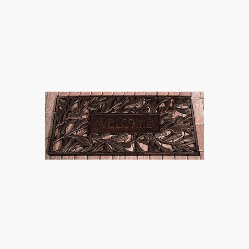 Pewter Silver Welcome Pinecone Mat
