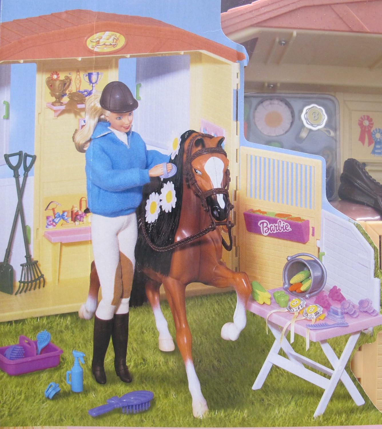 Купить Barbie HORSE RIDING STABLE GIFT SET w HORSE, STABLE & More