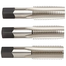 Union Butterfield 1500S(UNC)/1500S(UNF)/1500S(UNS) High-Speed Steel Hand Tap Set, Uncoated (Bright) Finish, Round Shank with Square End, 3-Piece (1 Taper, 1 Plug, 1 Bottoming Chamfer)