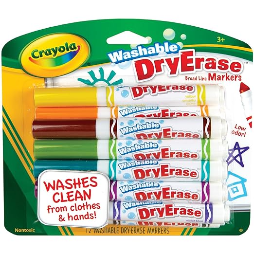 Crayola Washable Dry Erase Markers, Assorted Colors, 12 count Amazon