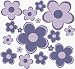 Baby : 64 Huge Retro Purple Fun Flower Peel & Stick Wall Decor