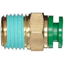 SMC KR Series Brass Flame Resistant Push-to-Connect Tube Fitting, Connector with Sealant, 1/4" Tube OD x 1/4" NPT Male