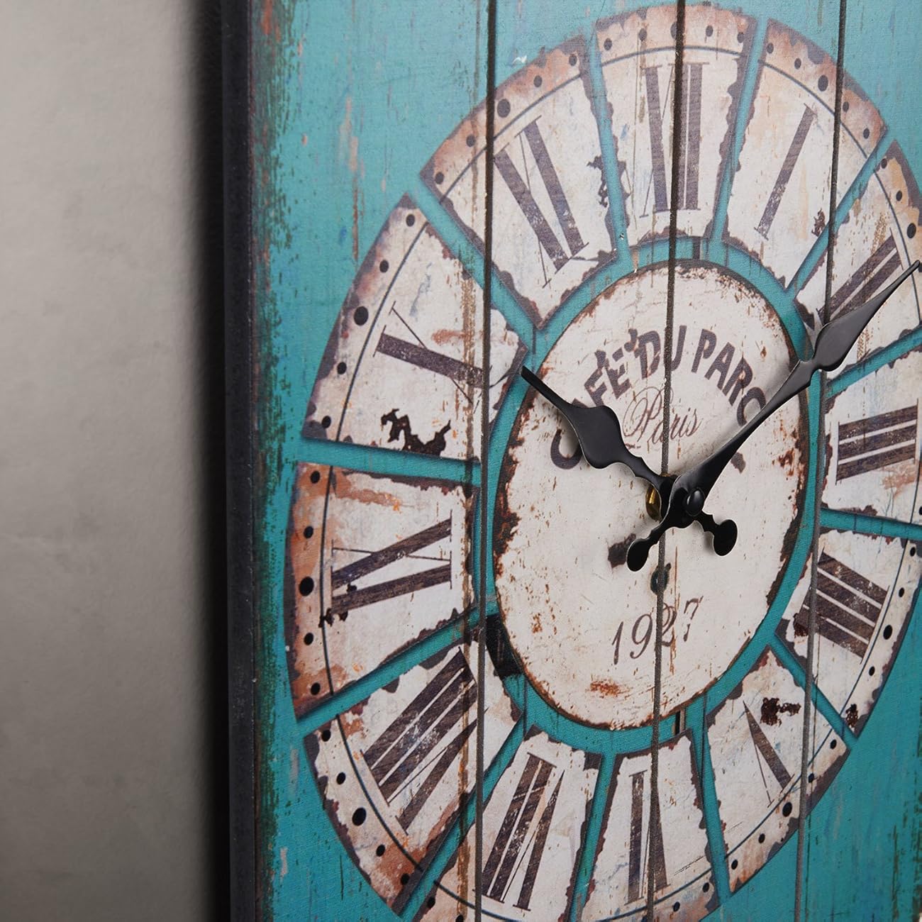 Aero Snail Vintage Retro Country Style Light Blue Wood Wall Clock Home