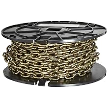 Campbell 0723367 Low Carbon Steel Straight Link Machine Chainon Reel, Brass Glo, #3 Trade, 0.14" Diameter, 50' Length, 270 lbs Load Capacity