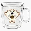 Bumble Bee Motif 12 oz Insulated Coffee Mug, Clear