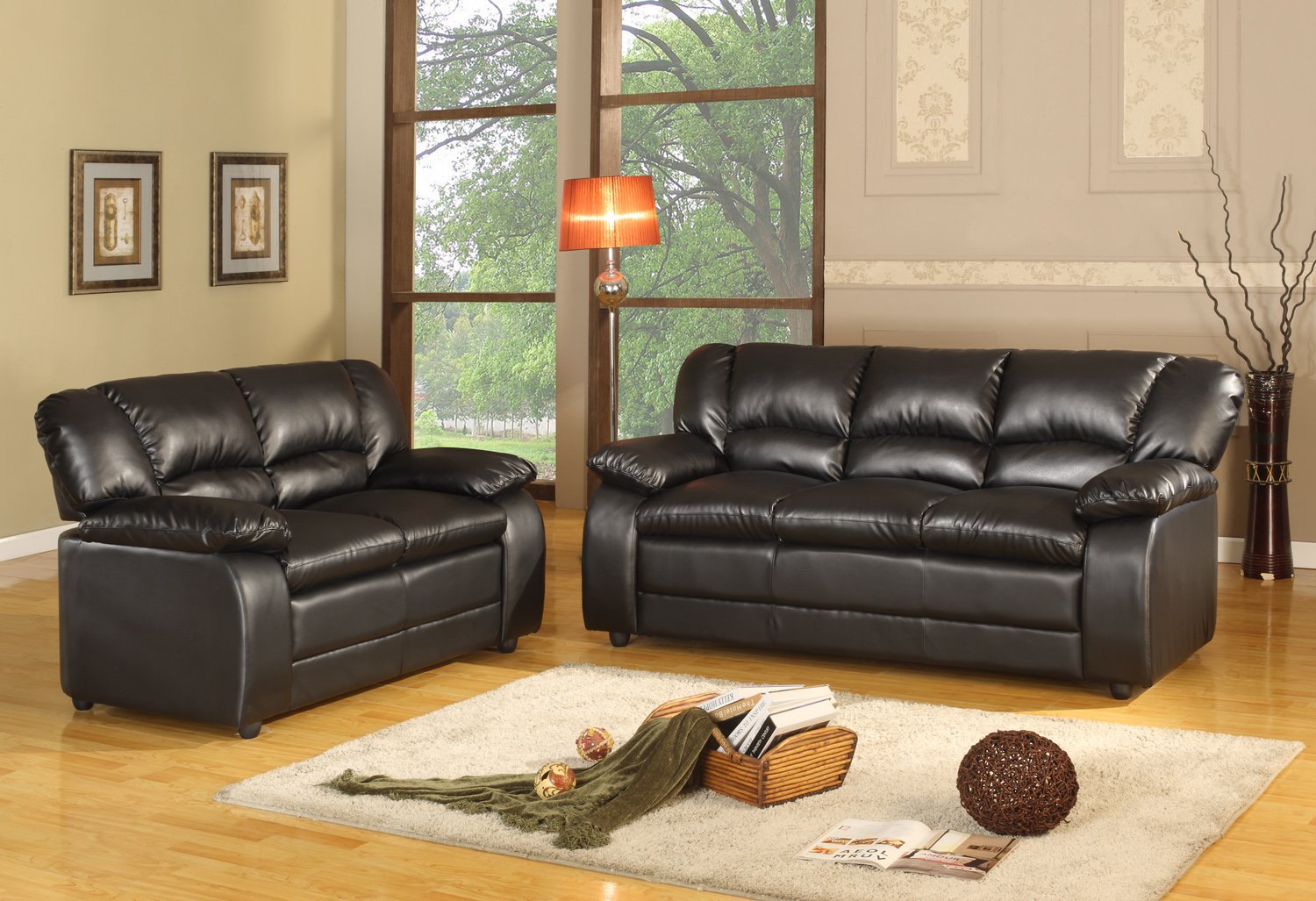 Kings Brand Sky Black Leather Sofa & Love Seat Living Room Set New eBay