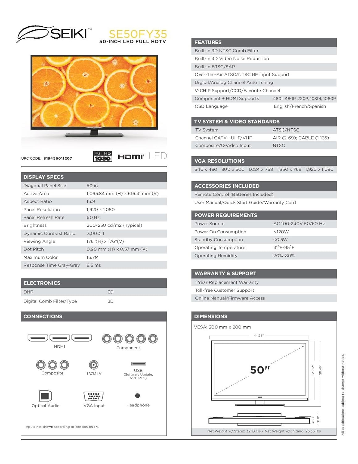 LCD 50'' mới tinh, nhập Amazon hiệu Seiki - 3