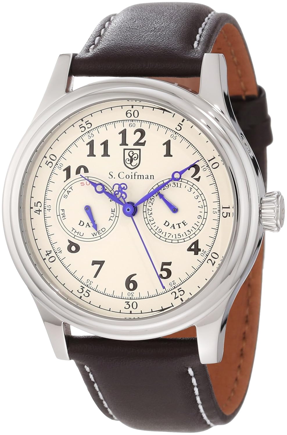 White dial, blue hands