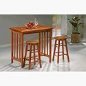 Oak Finished Breakfast Bar Set - 3 Piece (Oak Finish) (36"H x 36"W x 20"D)