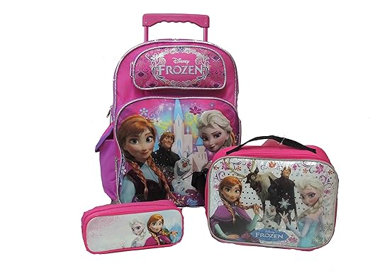 Disney Frozen 16&quot; Large Rolling Backpack with Lunch Box, Pencil Case Set