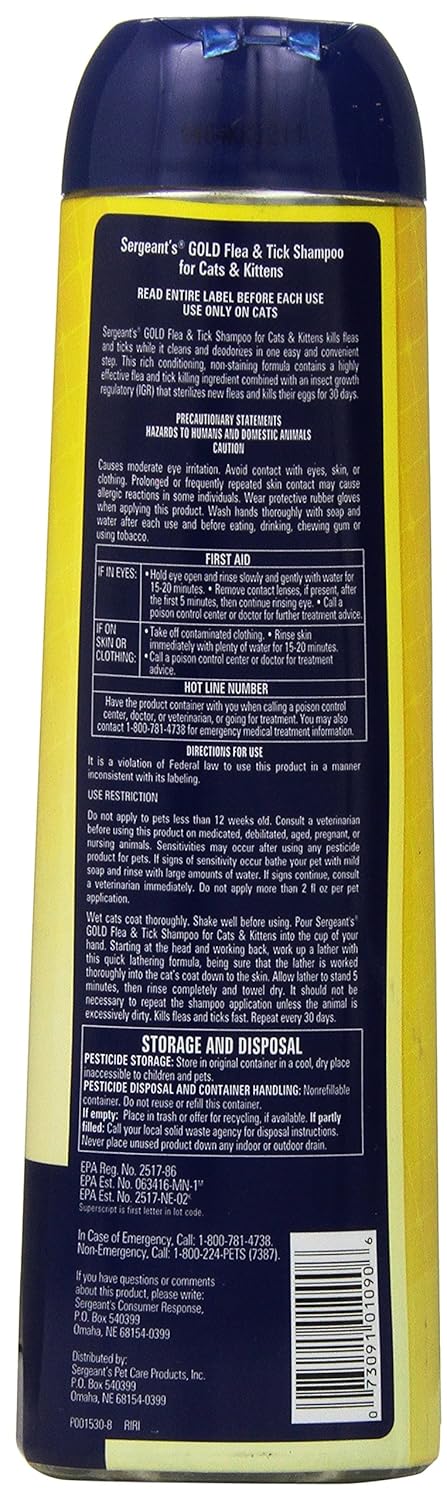 Amazon.com : Sergeant's 12-Ounce Gold Flea and Tick Shampoo Cat ... Amazon.com : Sergeant's 12-Ounce Gold Flea and Tick Shampoo Cat ...