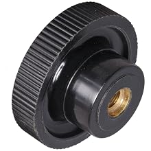 DimcoGray Phenolic Knurled Knobs 1 3/8" OD, 1/4-20 Insert Thread, 7/16" Tapped Hole, Black (Pack of 25)