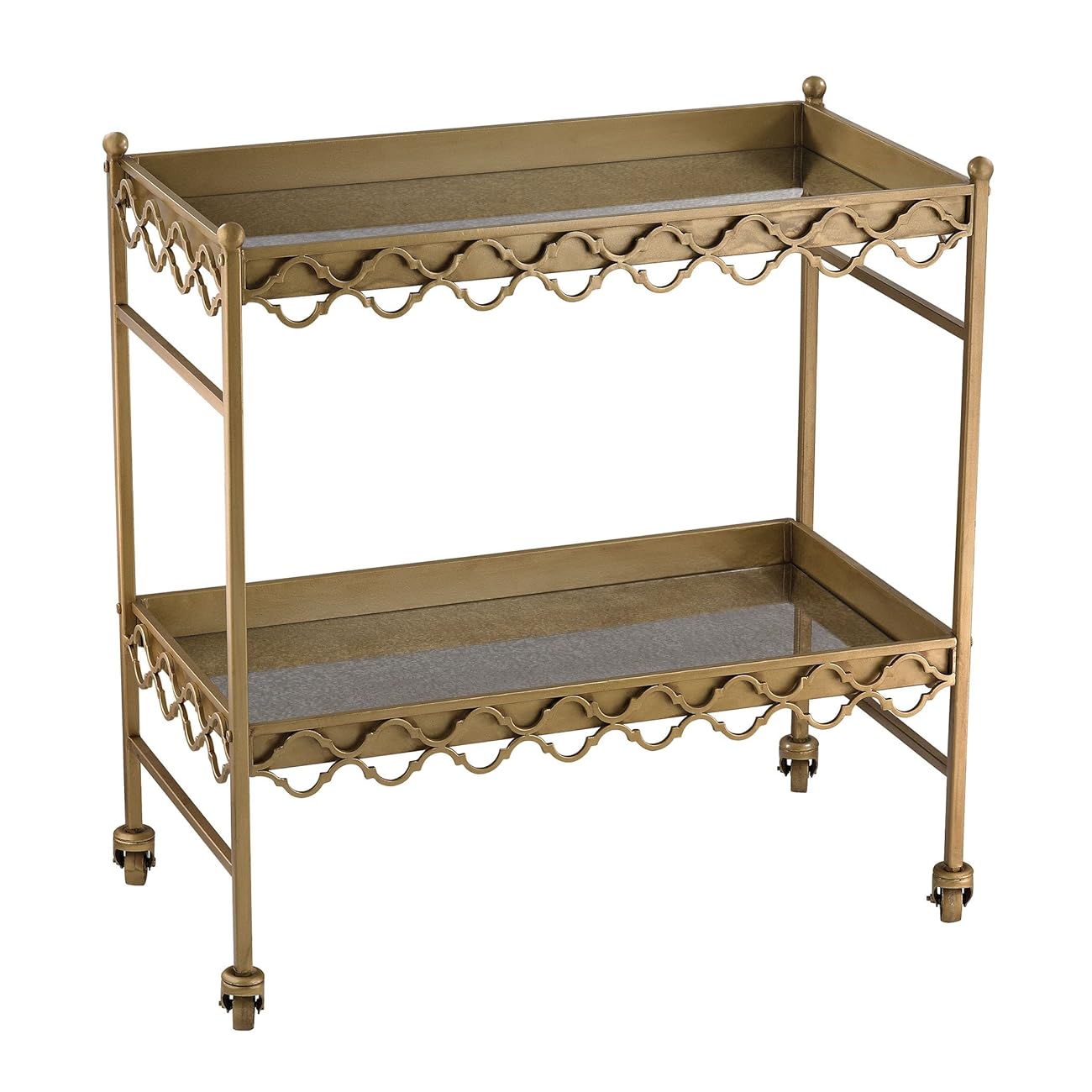 Sterling Industries Gold Rectangular Quatrefoil Bar Cart