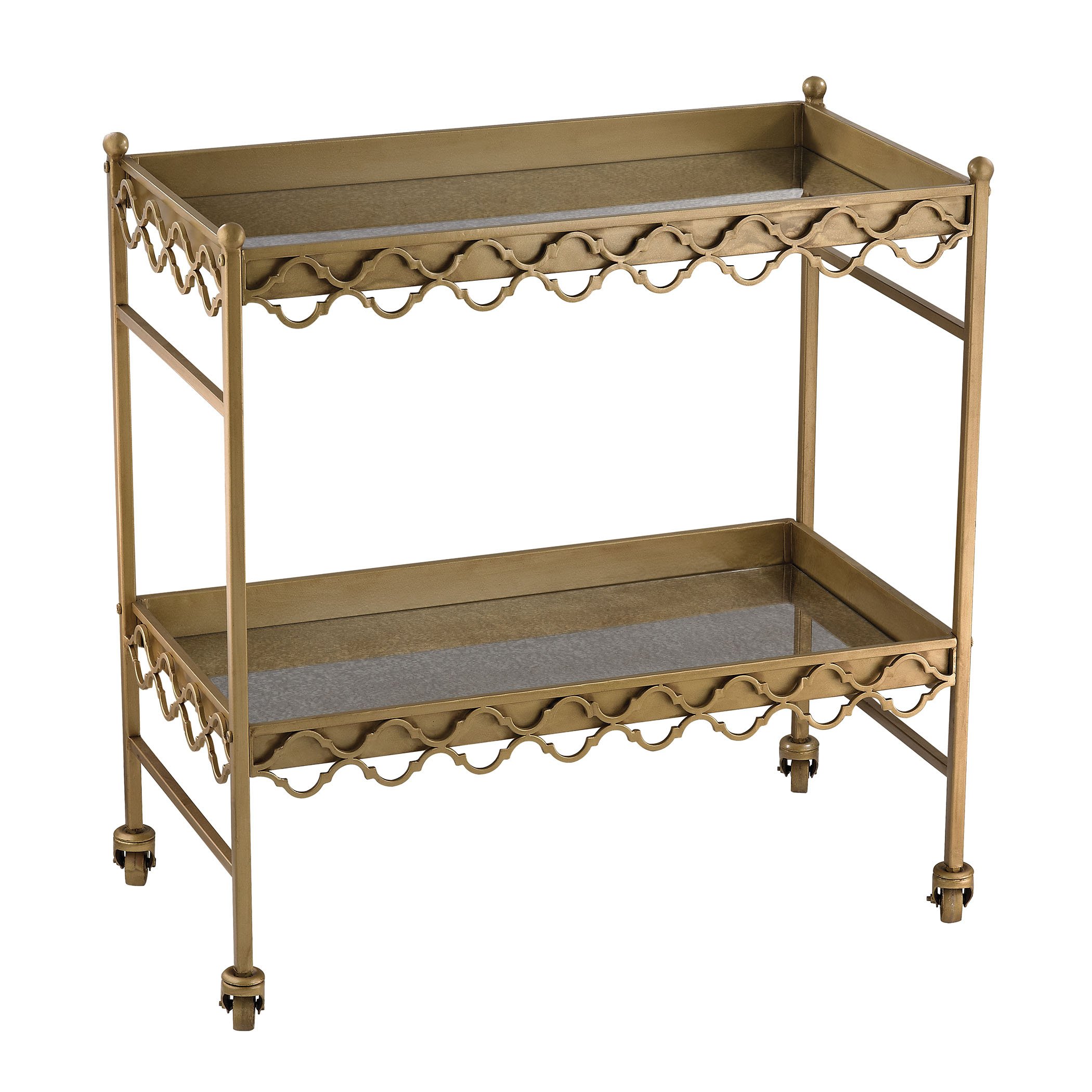 Sterling Industries Gold Rectangular Quatrefoil Bar Cart