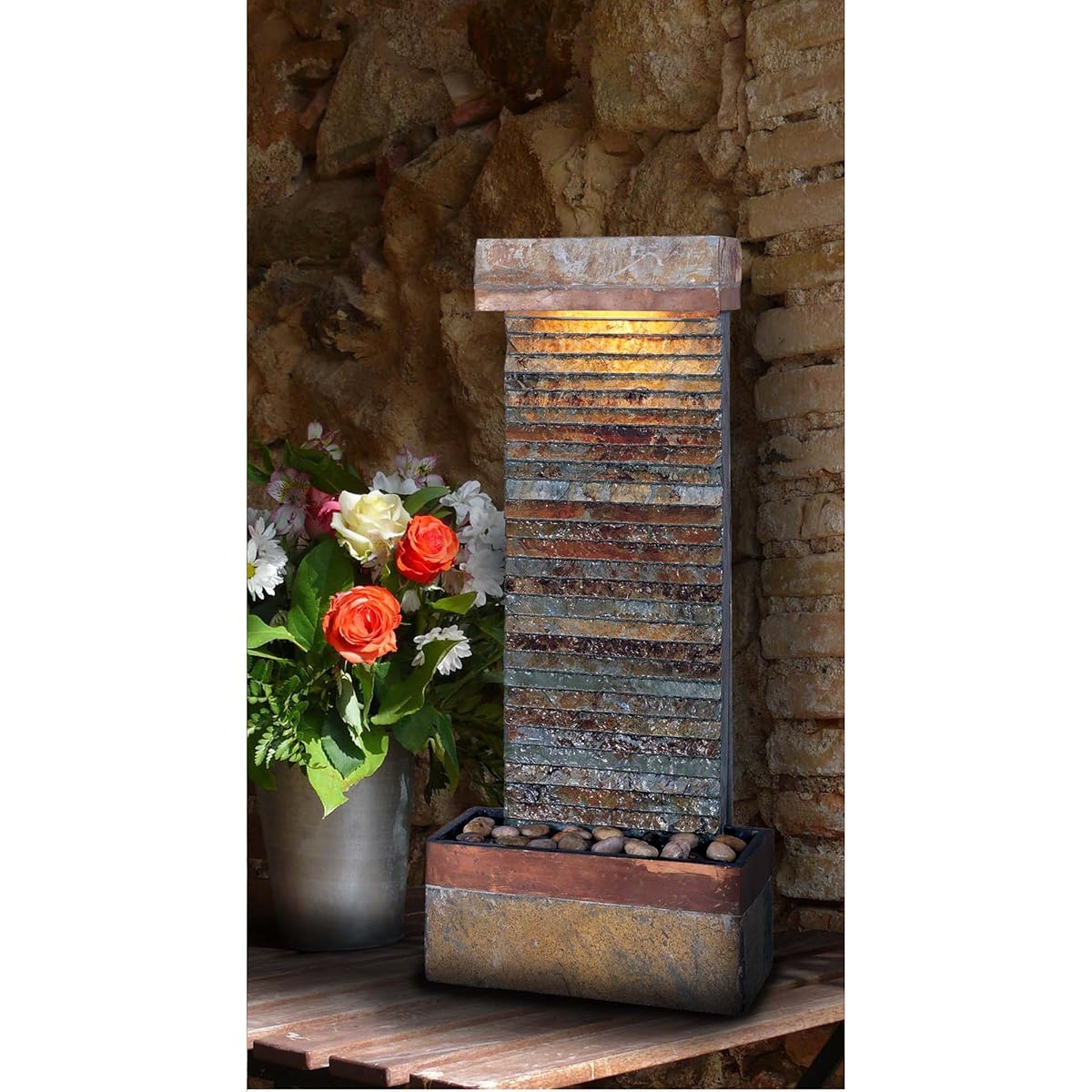 Kenroy Home 50290SLCOP Tacora Horizontal Indoor Table/Wall Fountain in