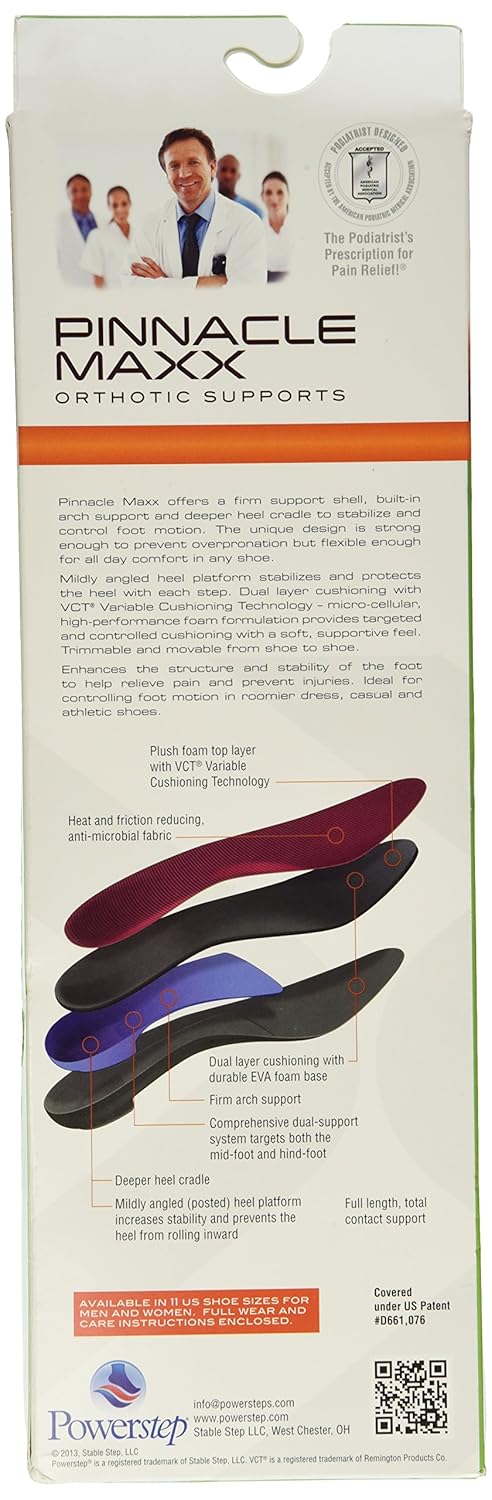 Amazon.com: Powerstep Pinnacle Maxx Insole,Maroon/Black,5-5.5 M US ... Amazon.com: Powerstep Pinnacle Maxx Insole,Maroon/Black,5-5.5 M US ...