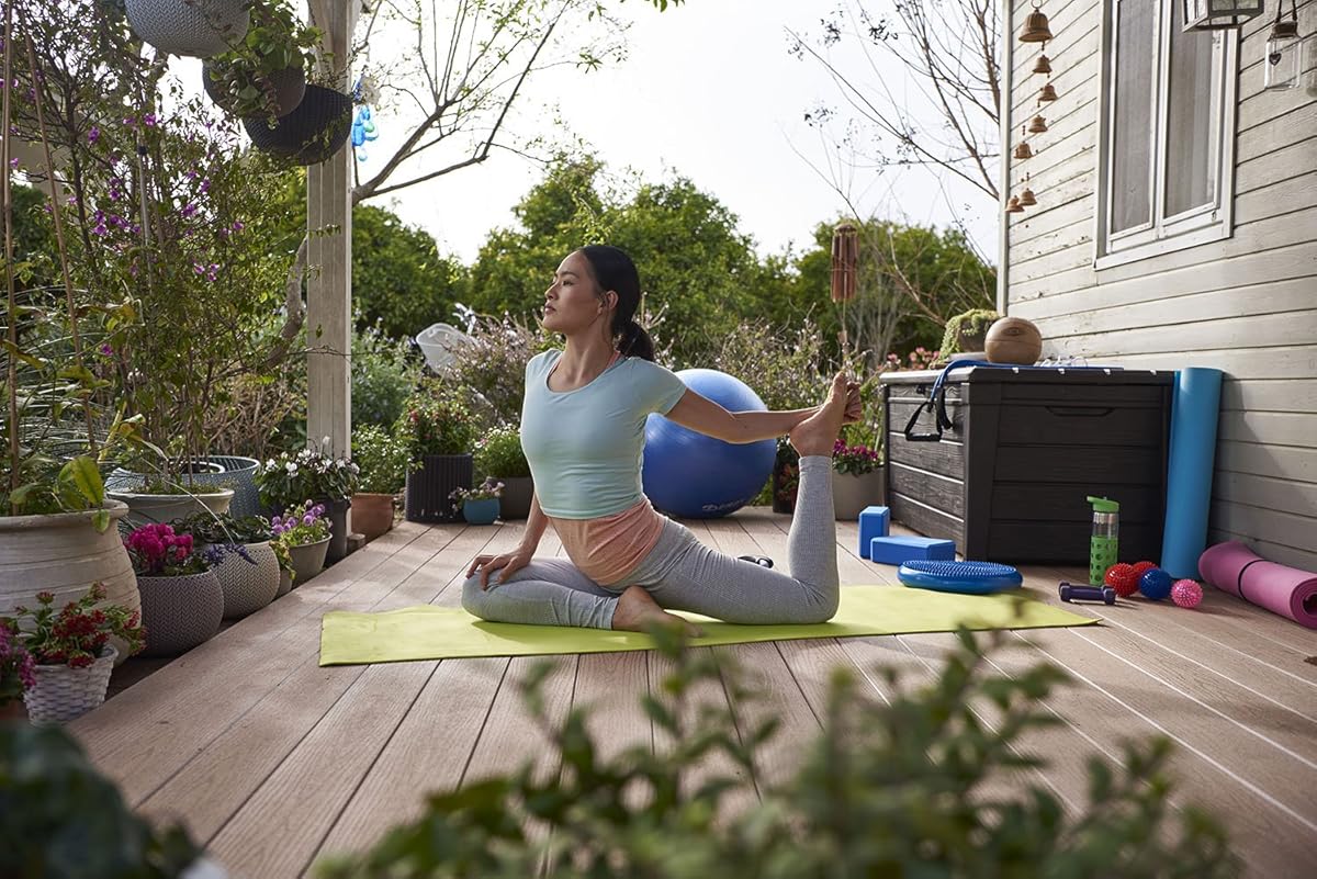 Keter Brightwood 120 Gallon Outdoor Resin Garden Patio Storage