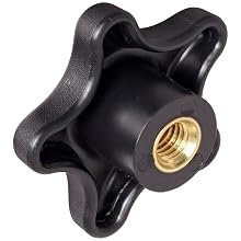 DimcoGray Black Thermoplastic 5 Star Fluted Torque Knob Female, Brass Insert: 3/8-16" Thread x 1/2" Depth, 2-1/4" Diameter x 1" Height x 7/8" Hub Dia x 1/2" Hub Length (Pack of 10)