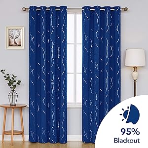 Deconovo Thermal Insulated Blackout Curtains Wave Line With Dots