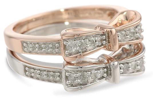 Silver diamond bow ring