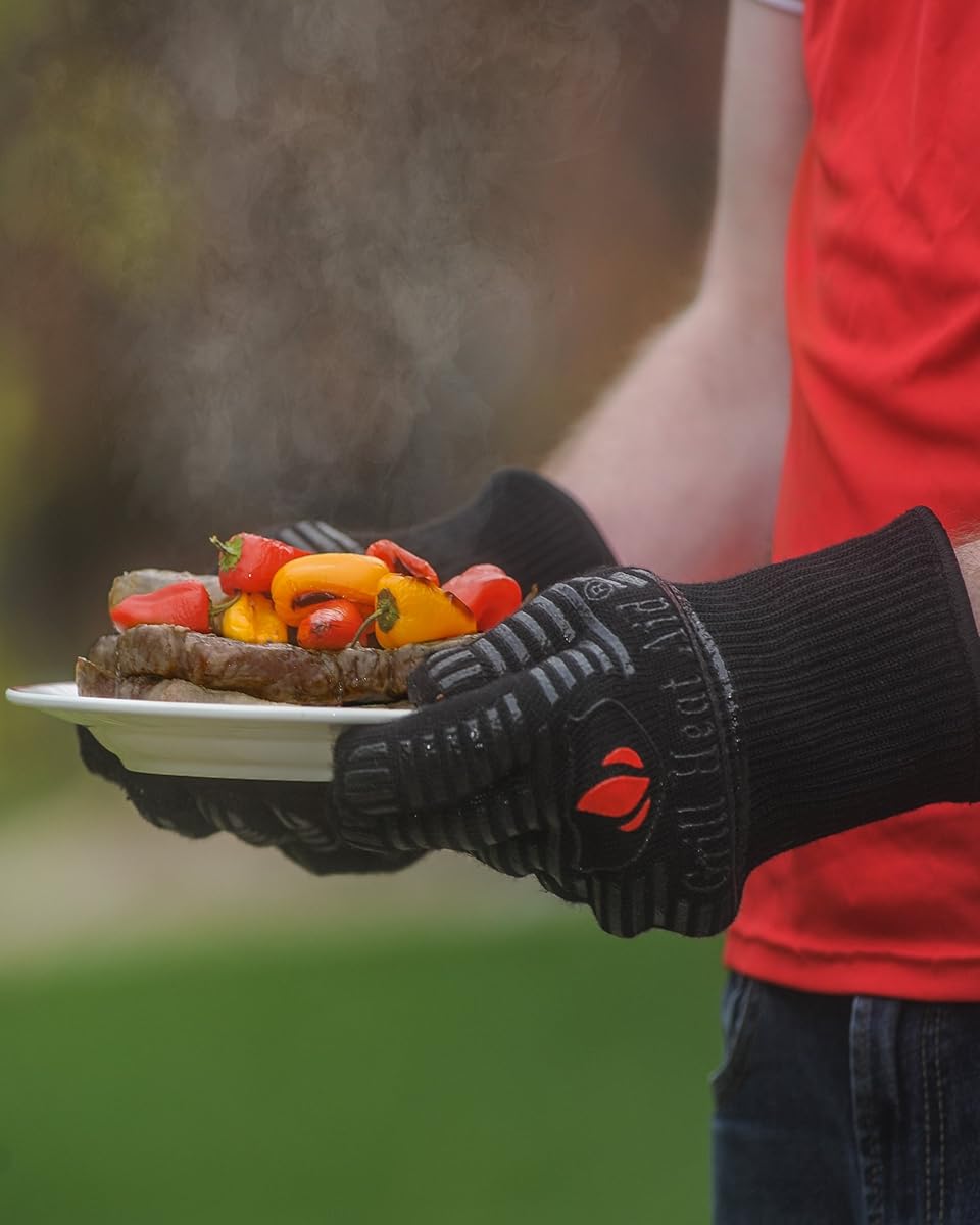 Extreme Heat Resistant Grill Gloves Premium Insulated & Silicone Lined