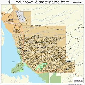 Huge Street & Road Map of Lake Havasu City, Arizona AZ - Printed poster size wall atlas of your home