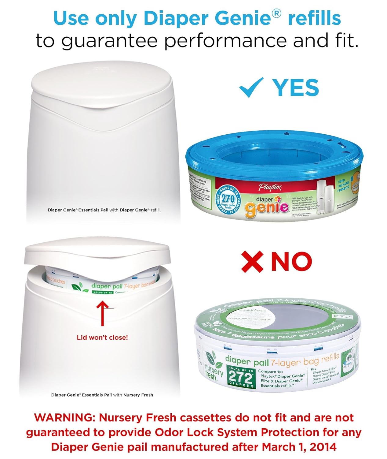 Diaper Genie Essentials Diaper Disposal Pail with 100 Count Starter