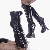 FEMME-2020, 8'' Wood Geisha Block Heel, 1 1/4'' Platform Fetish Boots, Devious by Pleaser USA