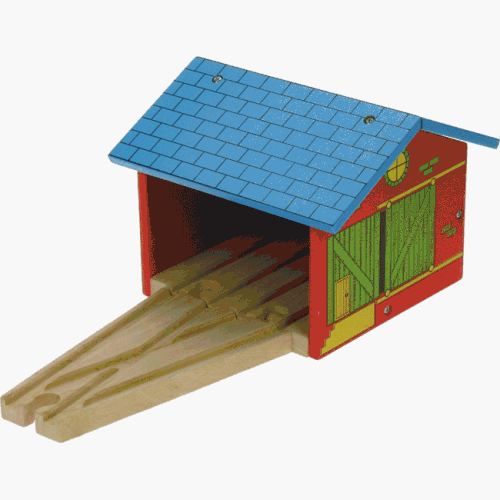 Childrens Toyshop  Toys : Wooden Train Track Accessories - Double Engine Shed (compatible with other leading brands) - Bigjigs Rail